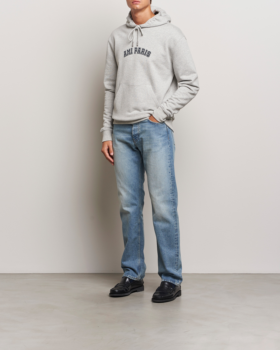 Herre | Gensere | AMI | Paris Logo Hoodie Heather Ash Grey