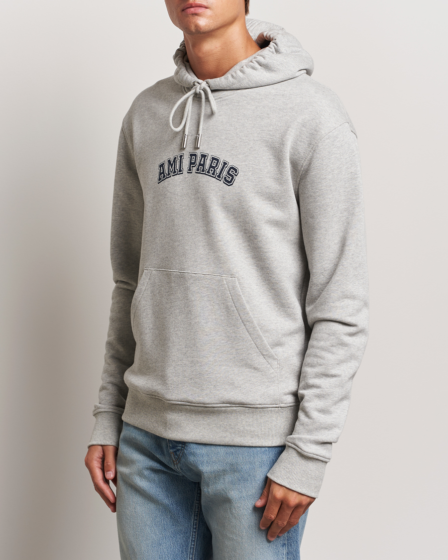 Herre | Gensere | AMI | Paris Logo Hoodie Heather Ash Grey