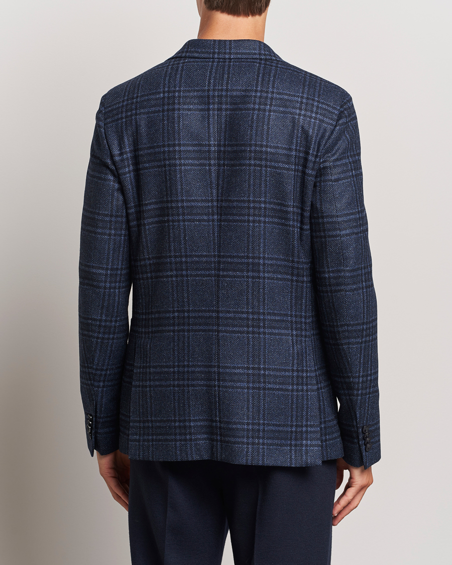 Herre | Dressjakker | Zegna | Unconstructed Wool/Silk Blazer Navy Check
