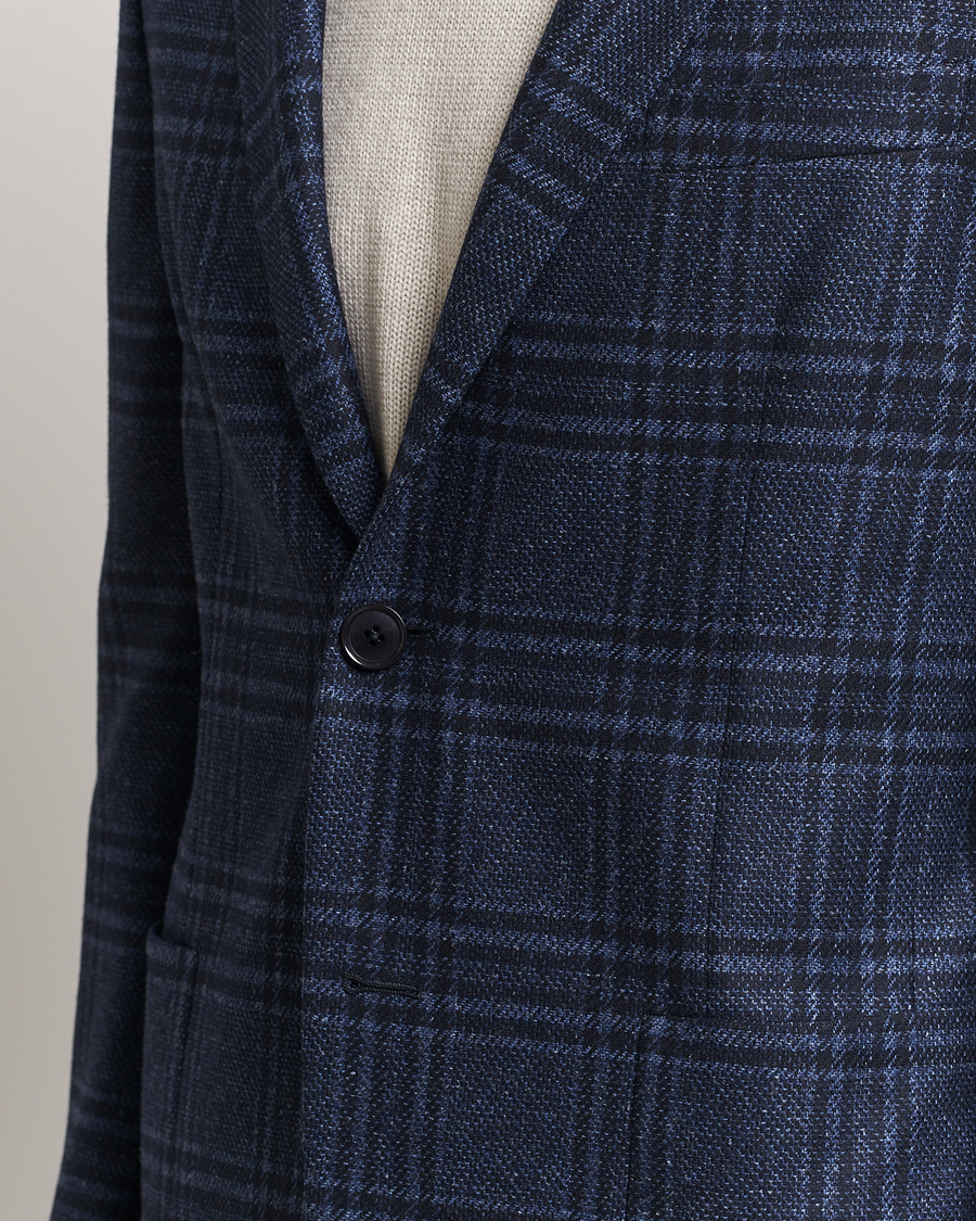 Herre | Dressjakker | Zegna | Unconstructed Wool/Silk Blazer Navy Check