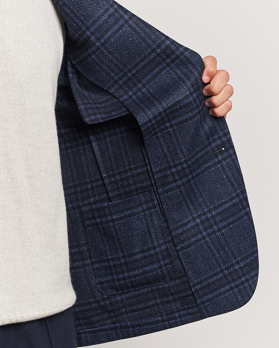 Herre | Dressjakker | Zegna | Unconstructed Wool/Silk Blazer Navy Check