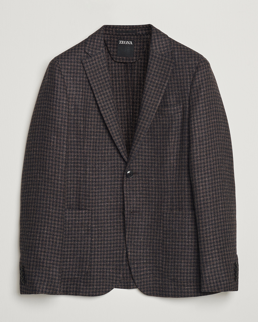 Herre | Dressjakker | Zegna | Unconstructed Wool/Cashmere Blazer Brown Check