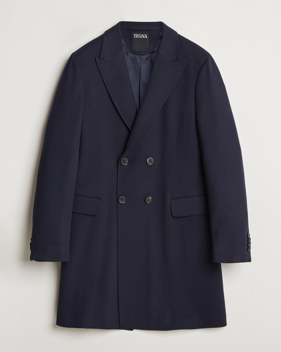 Herre | Jakker | Zegna | Wool/Cashmere Double Breasted Coat Navy