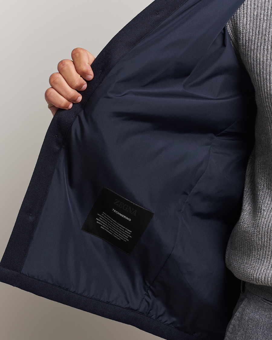 Herre | Jakker | Zegna | Techmerino Flannel Shirt Jacket Navy