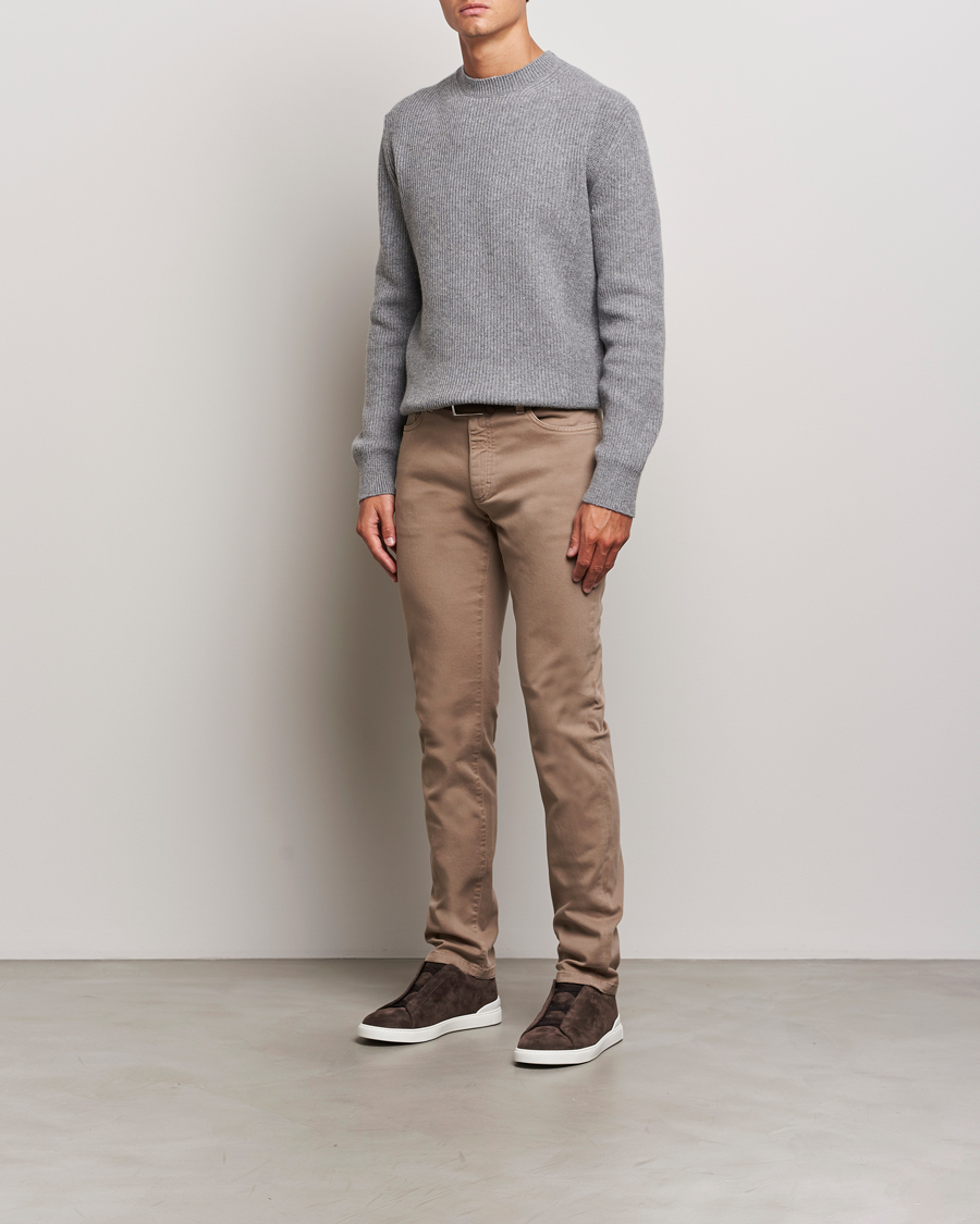 Herre | Gensere | Zegna | Oasi Cashmere Rib Crewneck Grey Melange