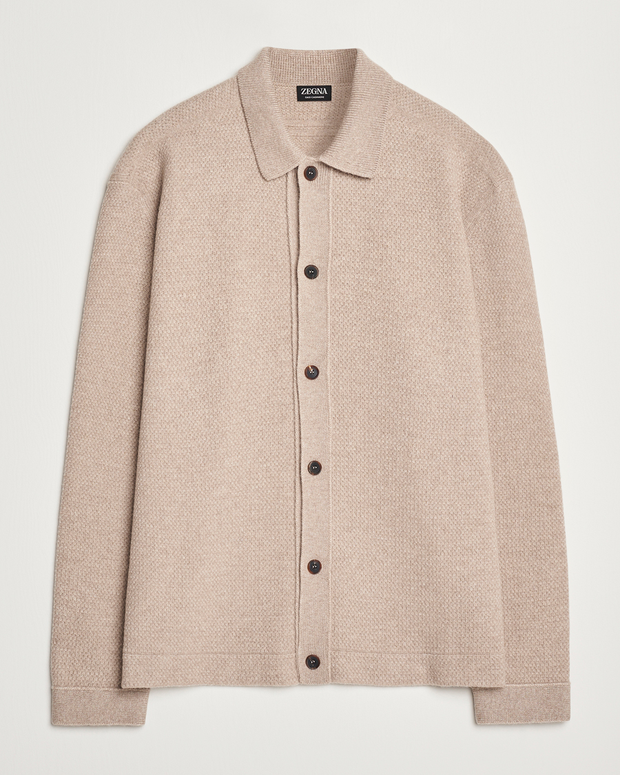 Herre | Gensere | Zegna | Oasi Cashmere Collared Cardigan Beige