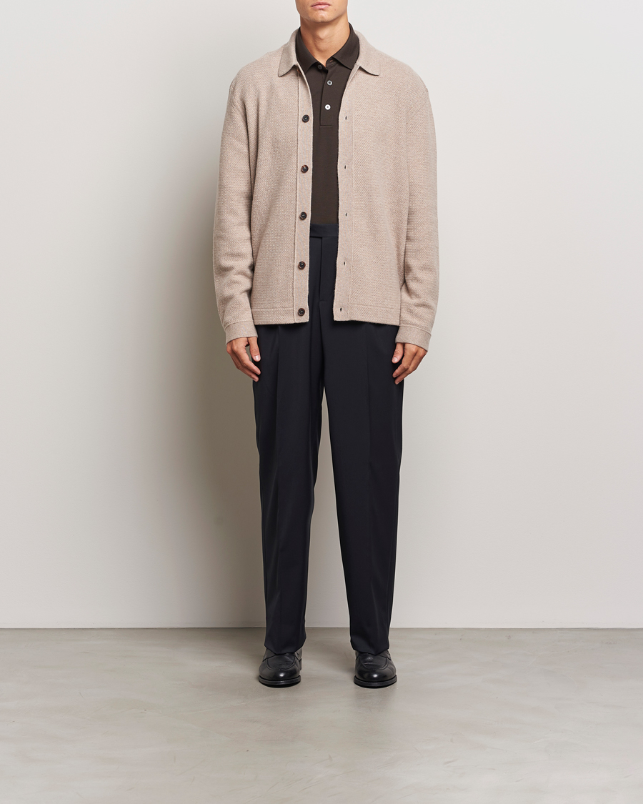 Herre | Gensere | Zegna | Oasi Cashmere Collared Cardigan Beige