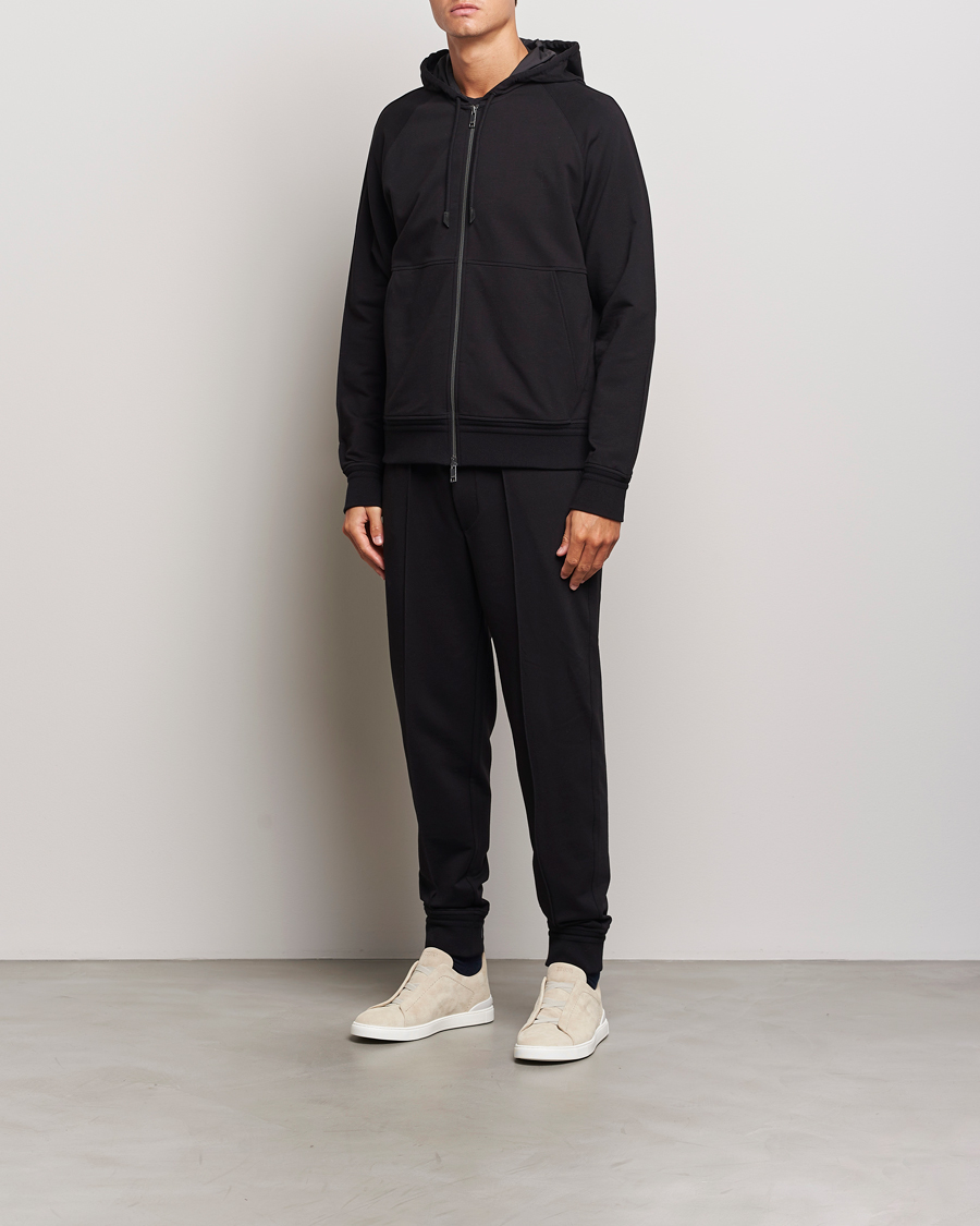 Herre | Bukser | Zegna | Cotton Stretch Drawstring Pants Black