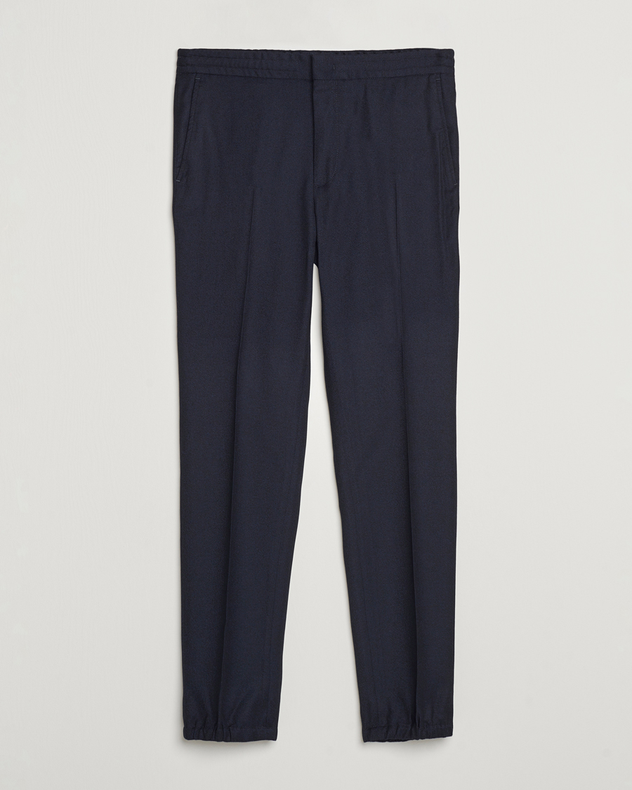Herre | Bukser | Zegna | Techmerino Flannel Drawstring Pants Navy