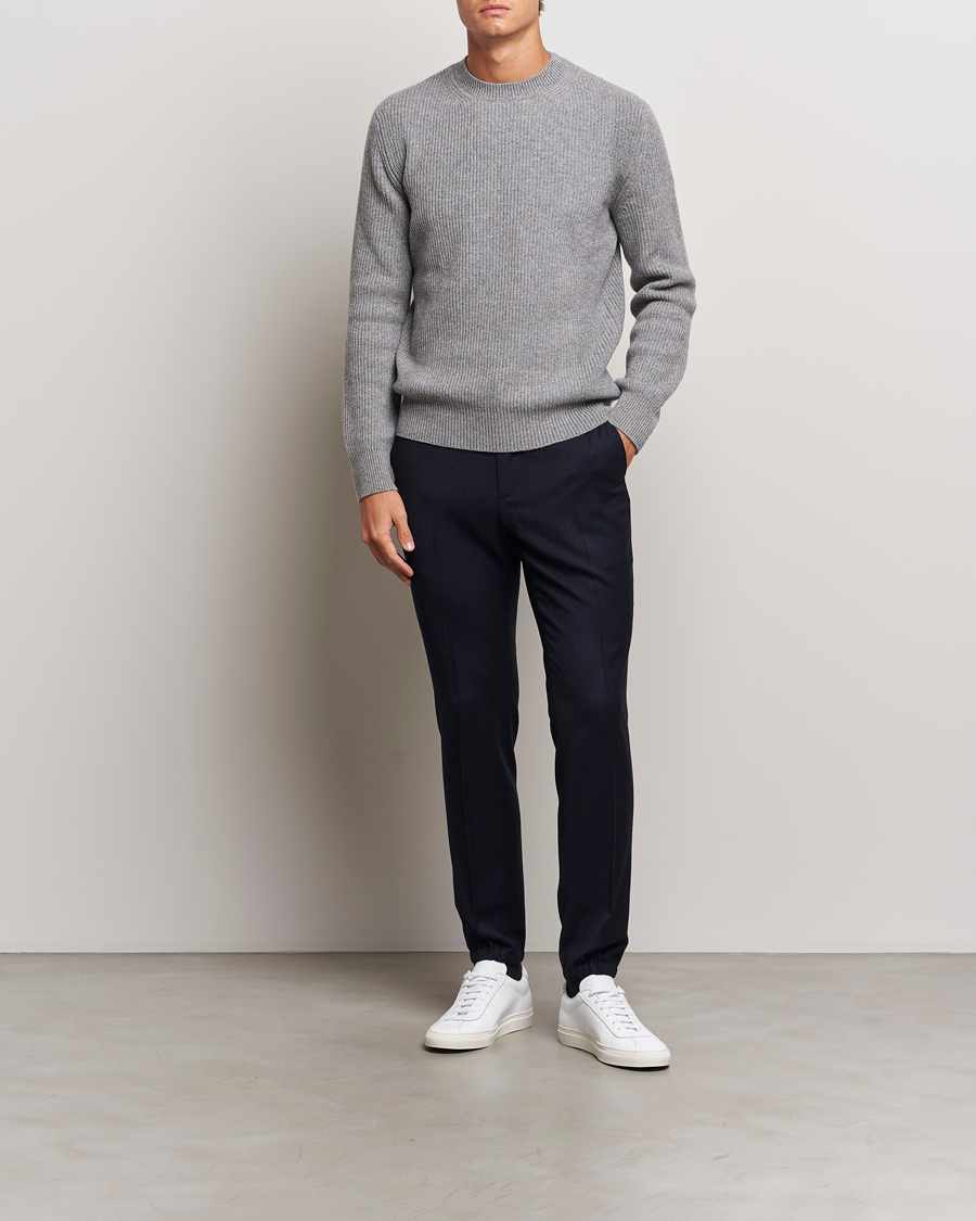 Herre | Bukser | Zegna | Techmerino Flannel Drawstring Pants Navy