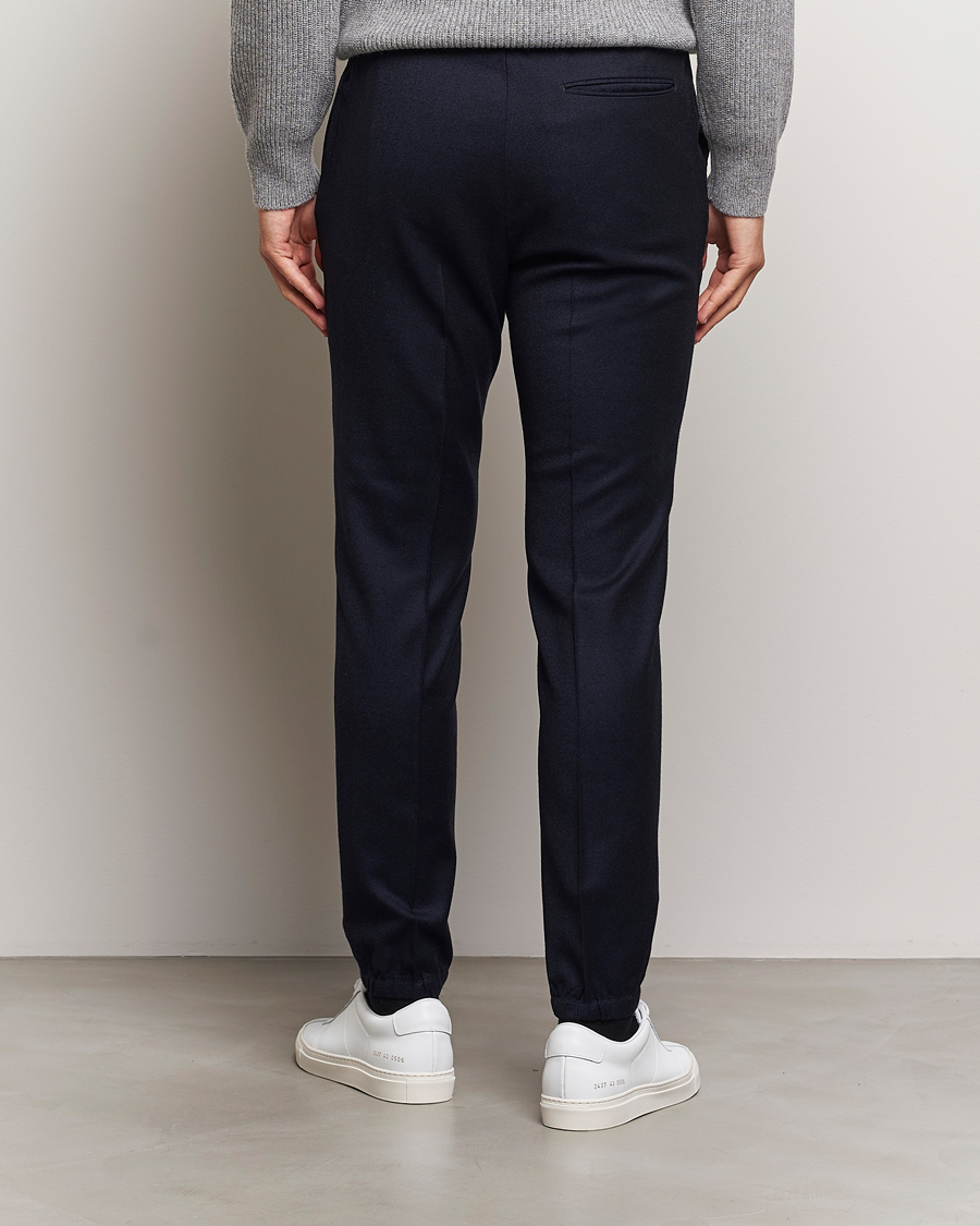 Herre | Bukser | Zegna | Techmerino Flannel Drawstring Pants Navy