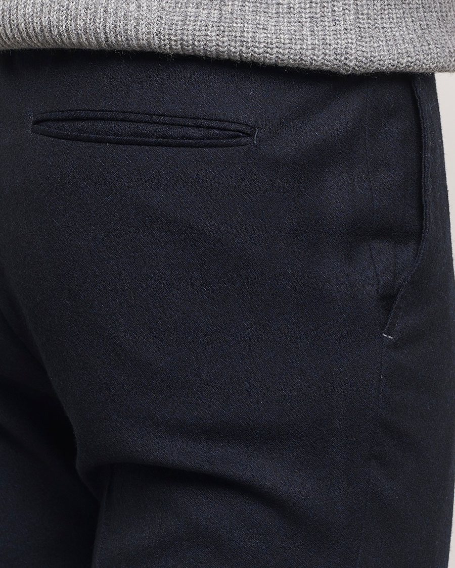 Herre | Bukser | Zegna | Techmerino Flannel Drawstring Pants Navy