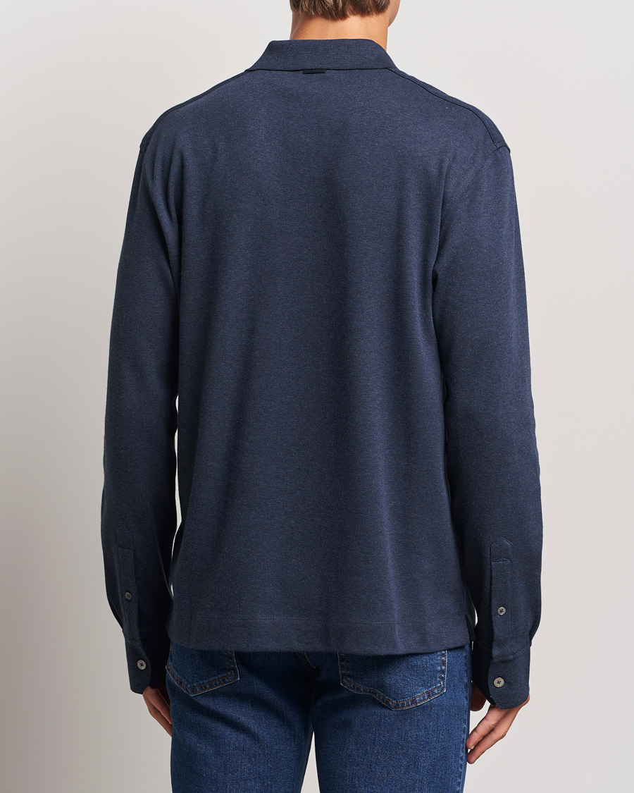 Herre | Gensere | Zegna | Soft Cotton Long Sleeve Polo Navy