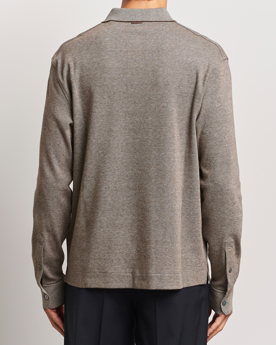 Herre | Gensere | Zegna | Soft Cotton Long Sleeve Polo Beige