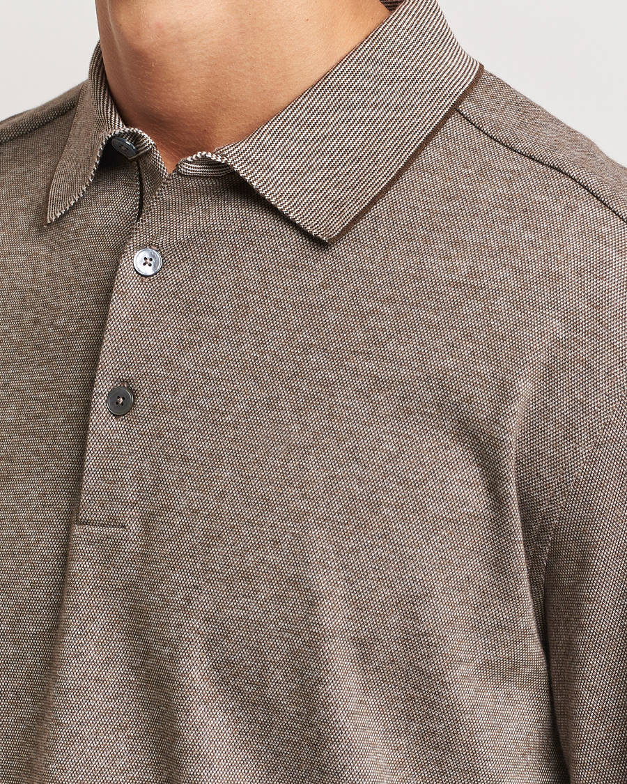 Herre | Gensere | Zegna | Soft Cotton Long Sleeve Polo Beige
