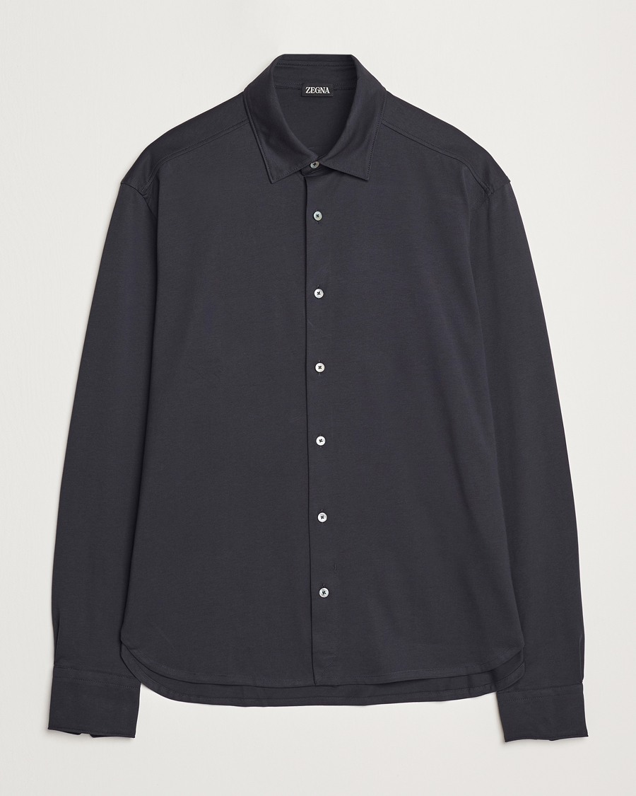 Herre | Skjorter | Zegna | Cotton Jersey Shirt Navy