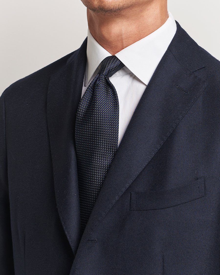 Herre | Slips | Zegna | Jacquard Silk Tie Navy
