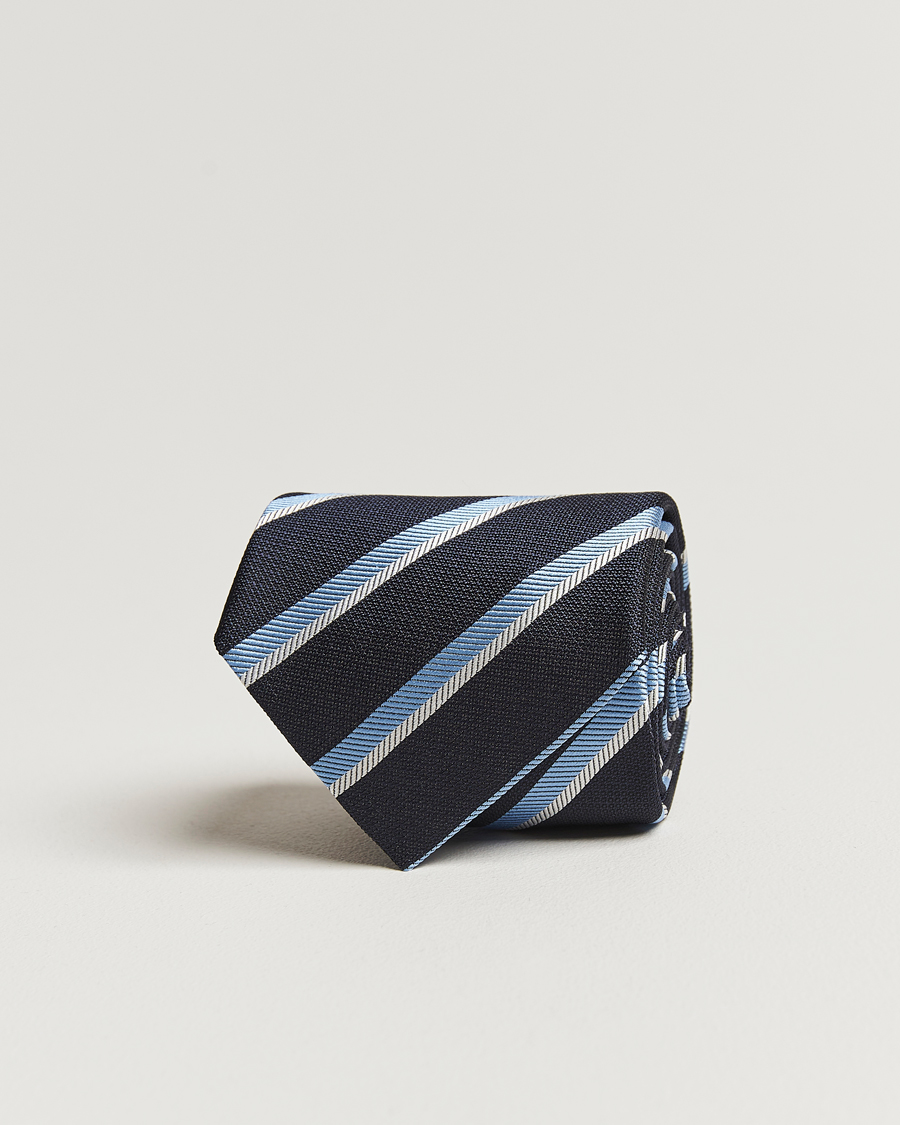 Herre | Slips | Zegna | Regimental Stripe Silk Tie Navy