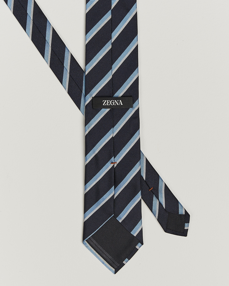 Herre | Slips | Zegna | Regimental Stripe Silk Tie Navy