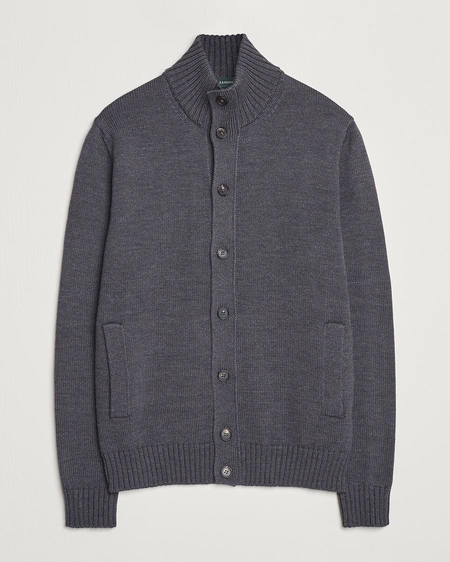 Herre | Gensere | Zanone | Virgin Merino Wool Chioto Cardigan Grey Melange