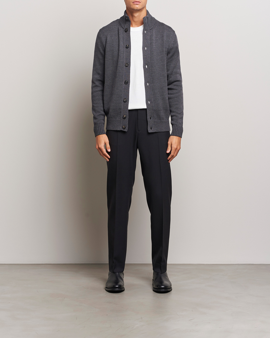 Herre | Gensere | Zanone | Virgin Merino Wool Chioto Cardigan Grey Melange