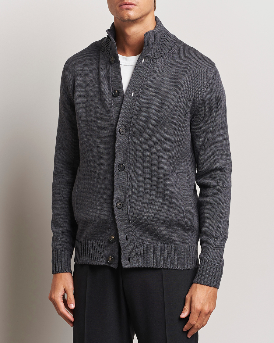Herre | Gensere | Zanone | Virgin Merino Wool Chioto Cardigan Grey Melange