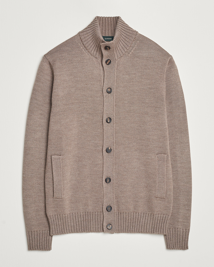 Herre | Gensere | Zanone | Virgin Merino Wool Chioto Cardigan Taupe