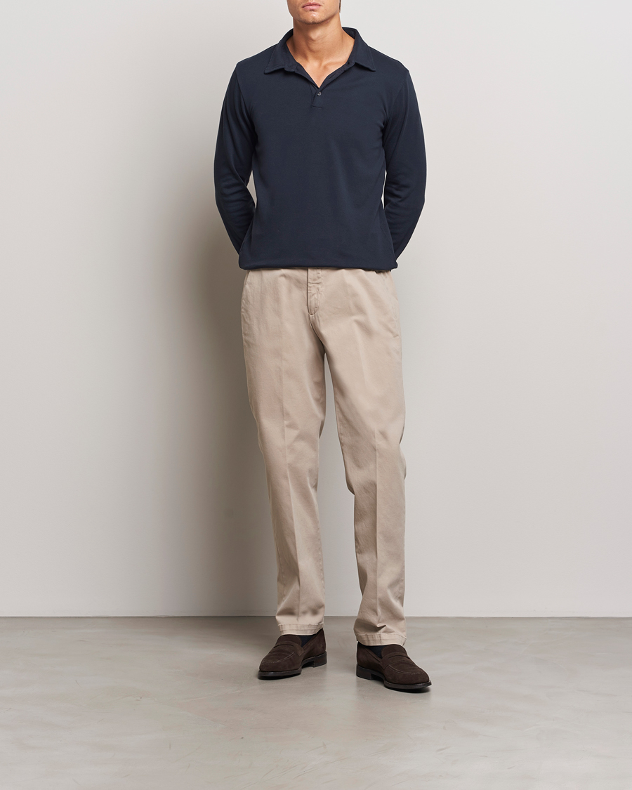Herre | Gensere | Zanone | Heavy Jersey Long Sleeve Polo Navy