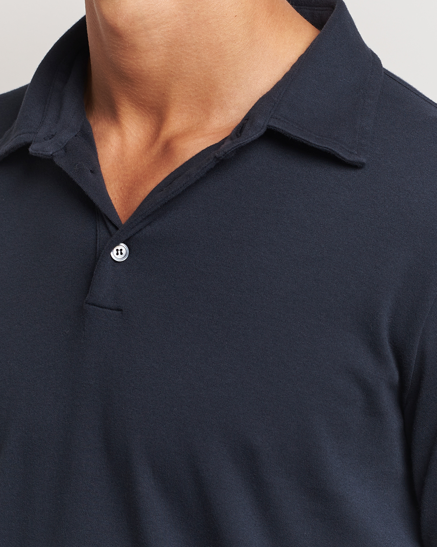 Herre | Gensere | Zanone | Heavy Jersey Long Sleeve Polo Navy
