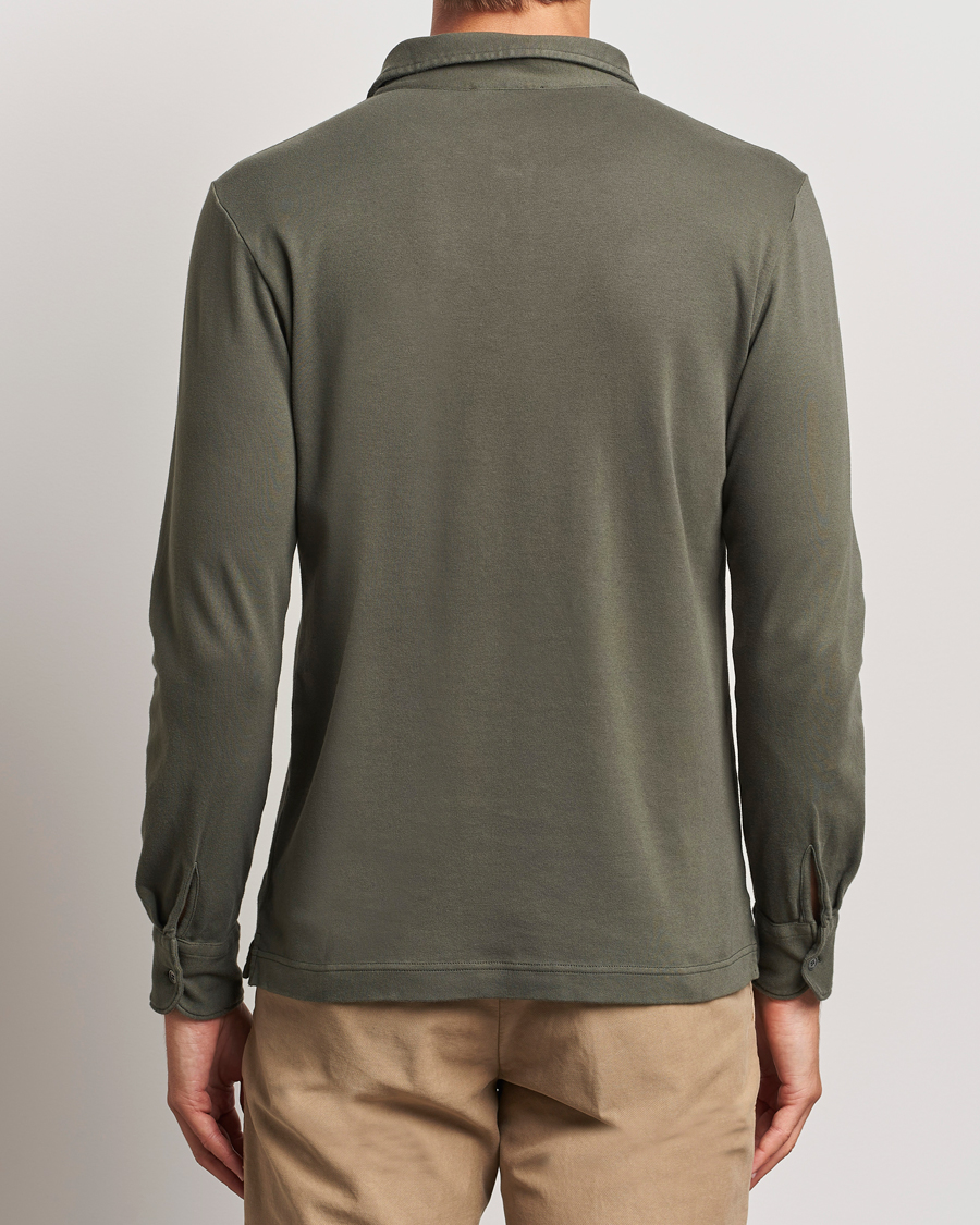 Herre | Gensere | Zanone | Heavy Jersey Long Sleeve Polo Olive