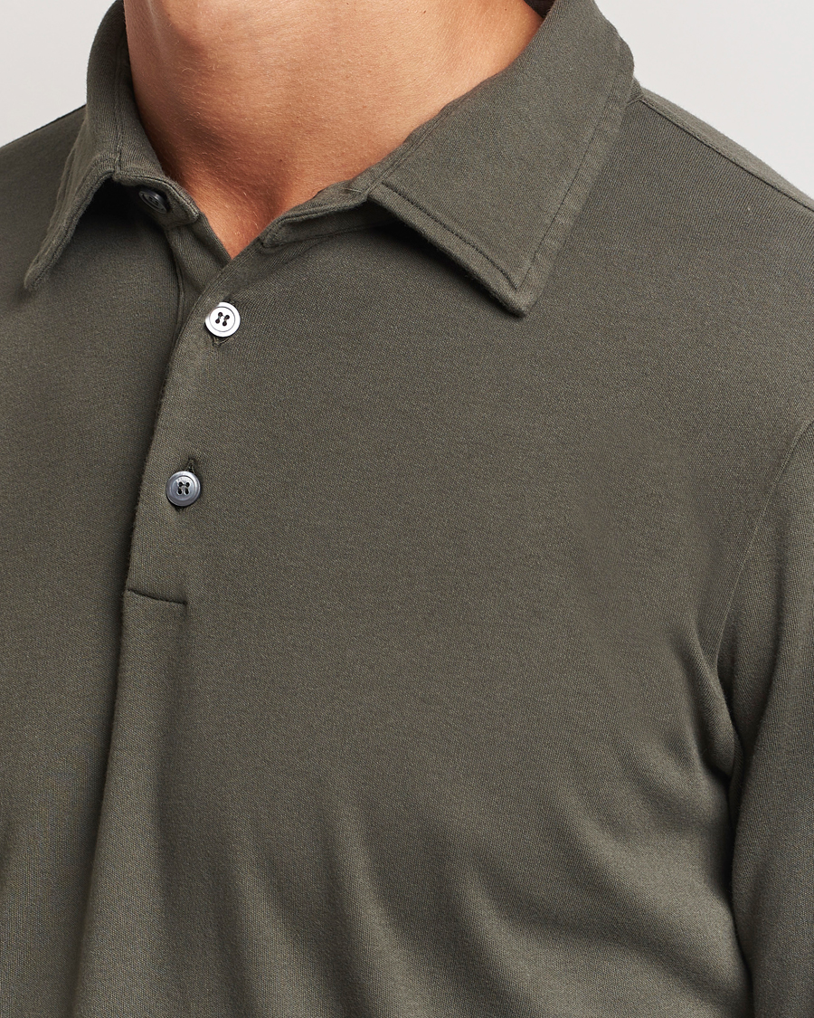 Herre | Gensere | Zanone | Heavy Jersey Long Sleeve Polo Olive