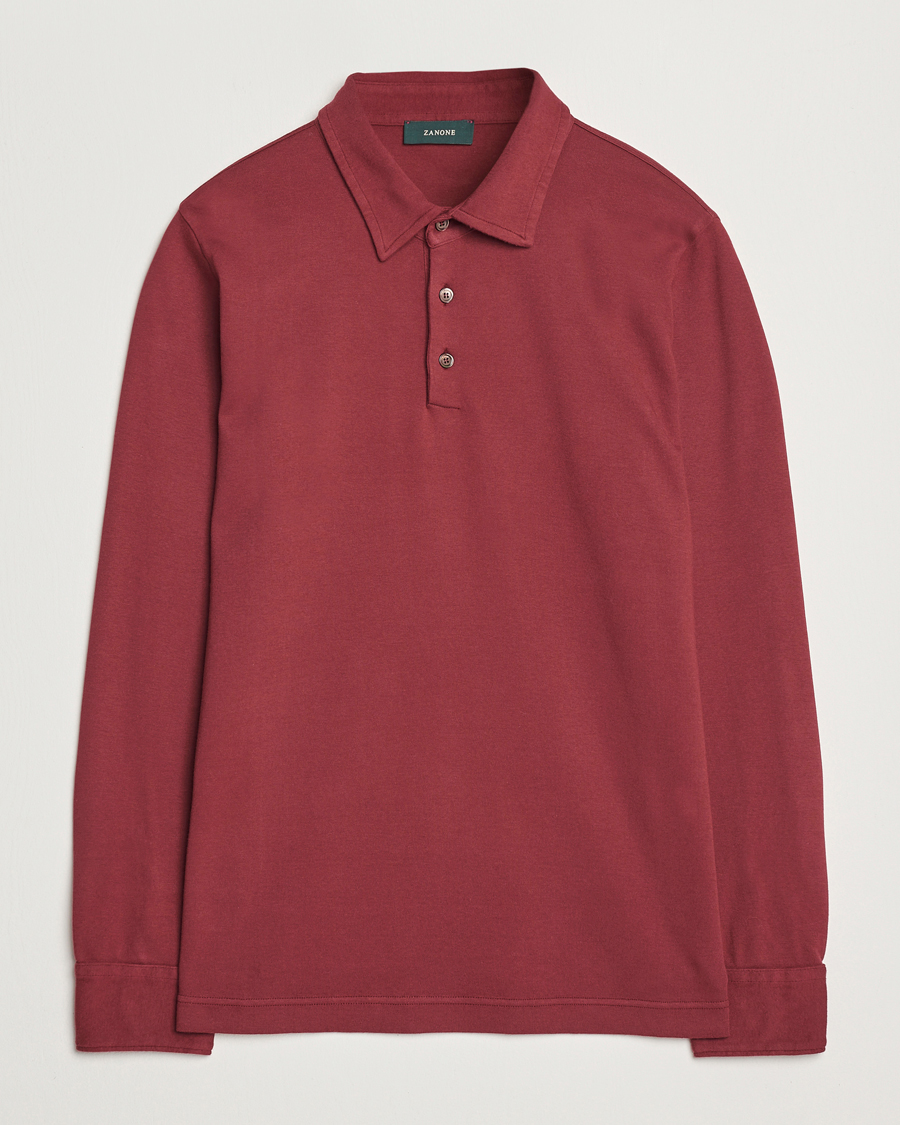 Herre | Gensere | Zanone | Heavy Jersey Long Sleeve Polo Bordeaux