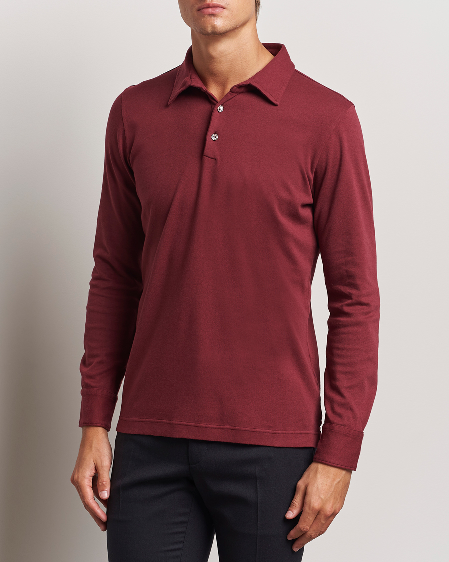 Herre | Gensere | Zanone | Heavy Jersey Long Sleeve Polo Bordeaux