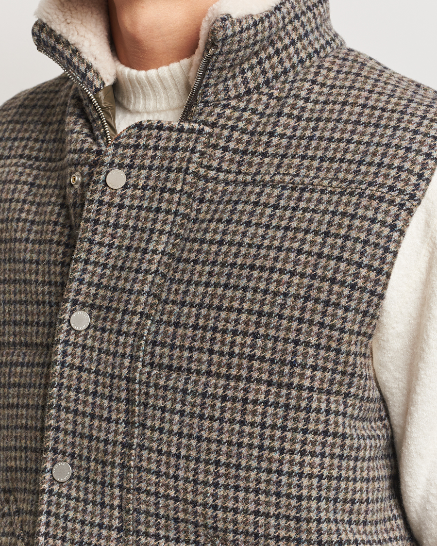 Herre | Jakker | Valstar | Shearling Collar Down Vest Grey Houndstooth
