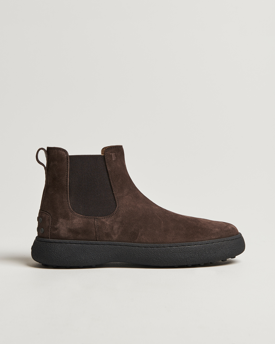 Herre | Tod's Gommino Chelsea Boots Dark Brown Suede | Tod's | Gommino Chelsea Boots Dark Brown Suede