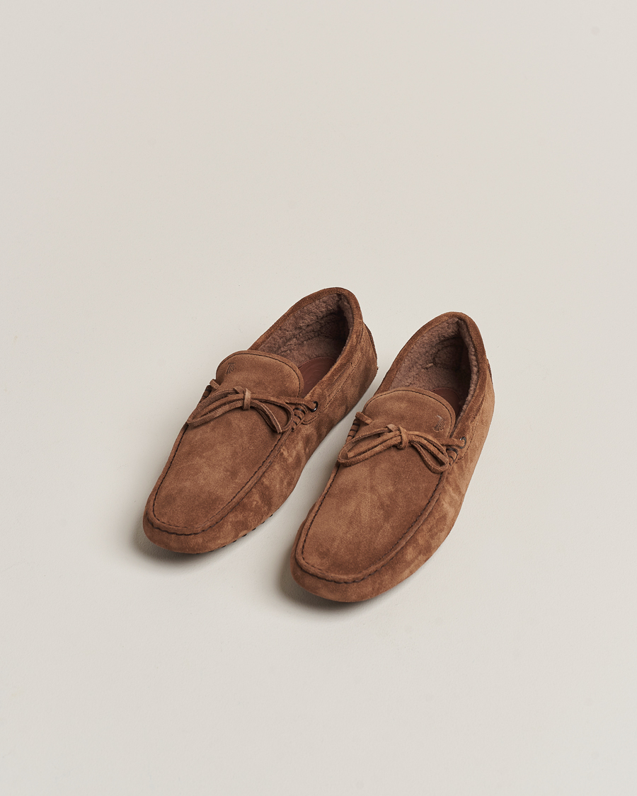 Herre | Tod's Winter Shearling Gommino Brown Suede | Tod's | Winter Shearling Gommino Brown Suede