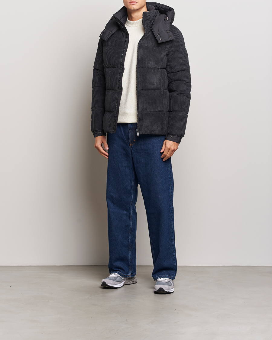 Herre | Jakker | Save The Duck | Albus Cord Padded Puffer Jacket Black