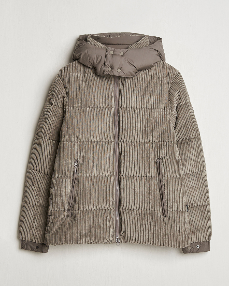 Herre | Jakker | Save The Duck | Albus Cord Padded Puffer Jacket Mud Grey