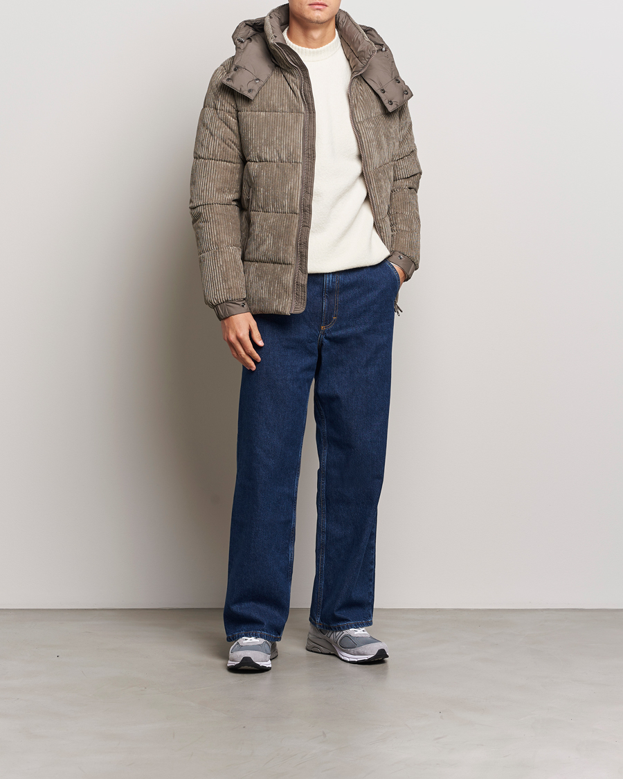 Herre | Jakker | Save The Duck | Albus Cord Padded Puffer Jacket Mud Grey