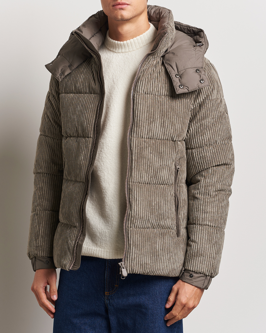Herre | Jakker | Save The Duck | Albus Cord Padded Puffer Jacket Mud Grey