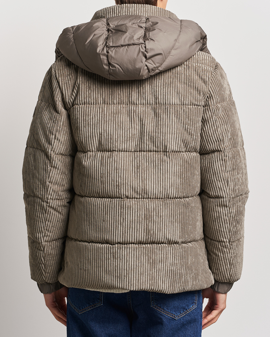 Herre | Jakker | Save The Duck | Albus Cord Padded Puffer Jacket Mud Grey