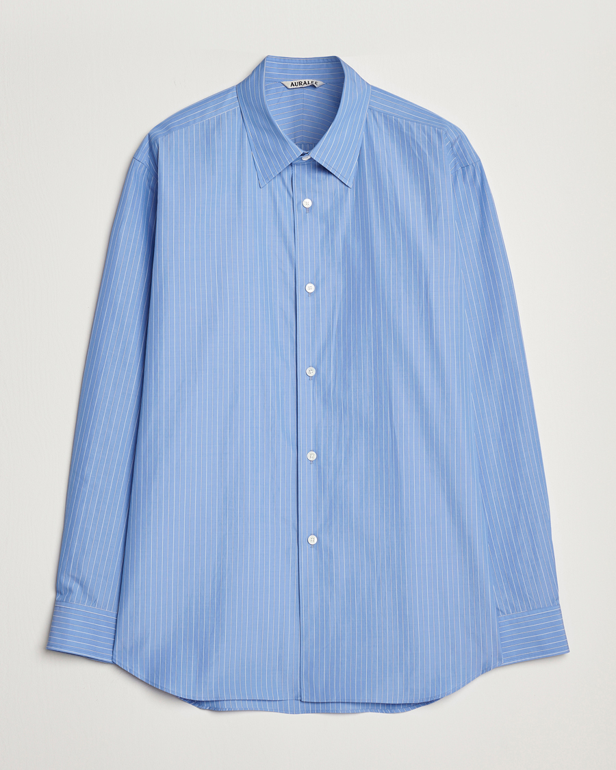 Herre | Skjorter | Auralee | Suvin Cloth Striped Shirt Sax Blue
