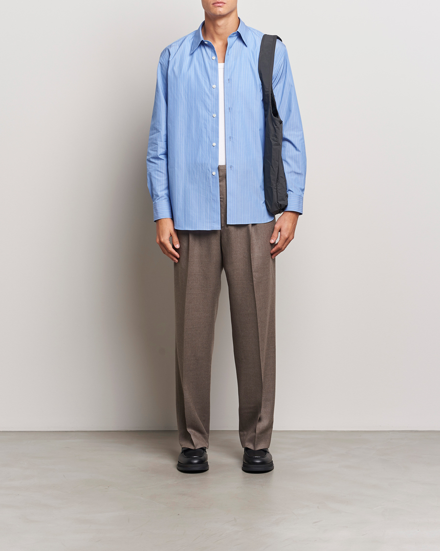 Herre | Skjorter | Auralee | Suvin Cloth Striped Shirt Sax Blue