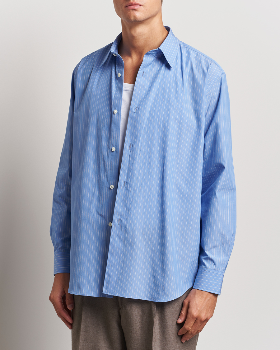 Herre | Skjorter | Auralee | Suvin Cloth Striped Shirt Sax Blue