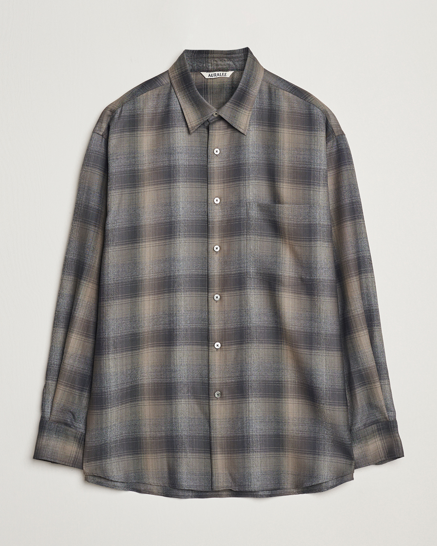 Herre | Skjorter | Auralee | Superlight Wool Shirt Charcoal Check