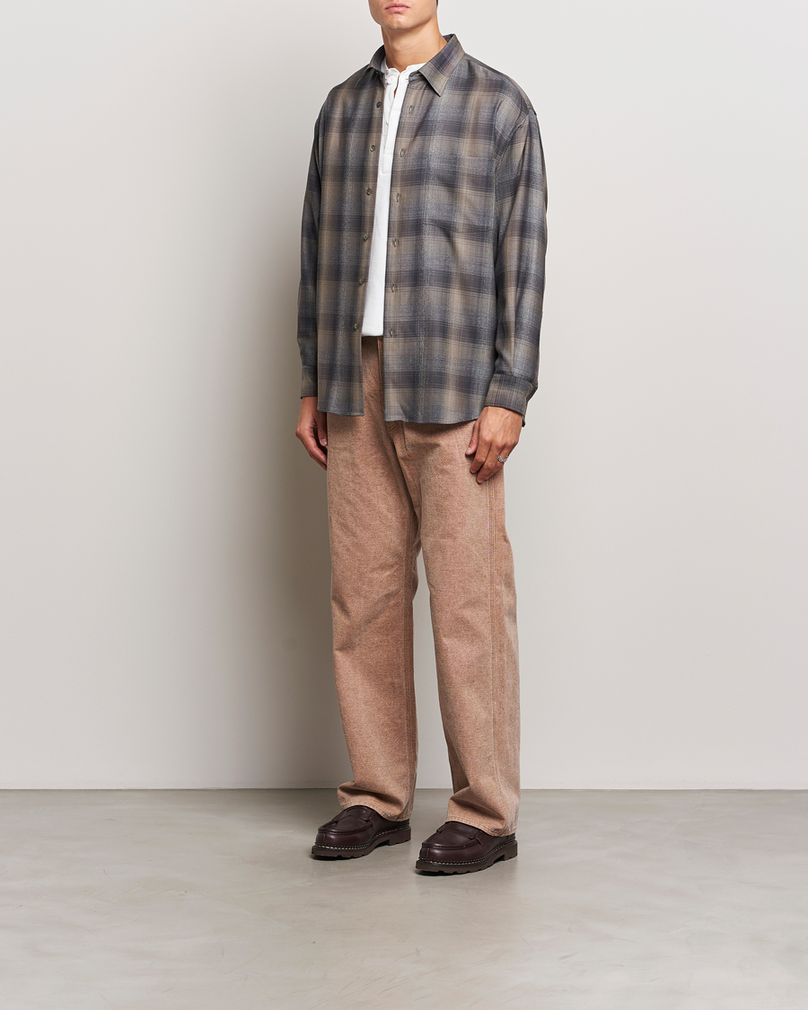 Herre | Skjorter | Auralee | Superlight Wool Shirt Charcoal Check