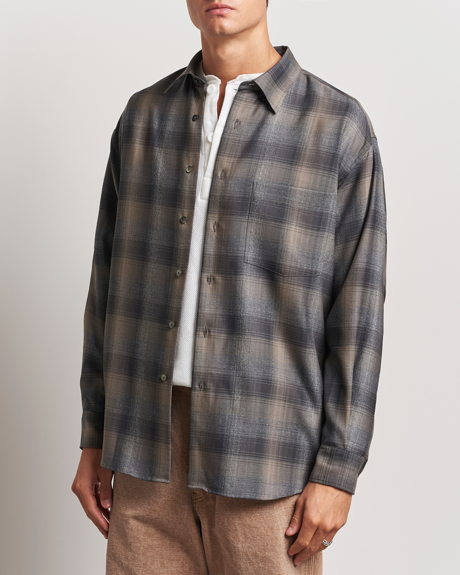 Herre | Skjorter | Auralee | Superlight Wool Shirt Charcoal Check