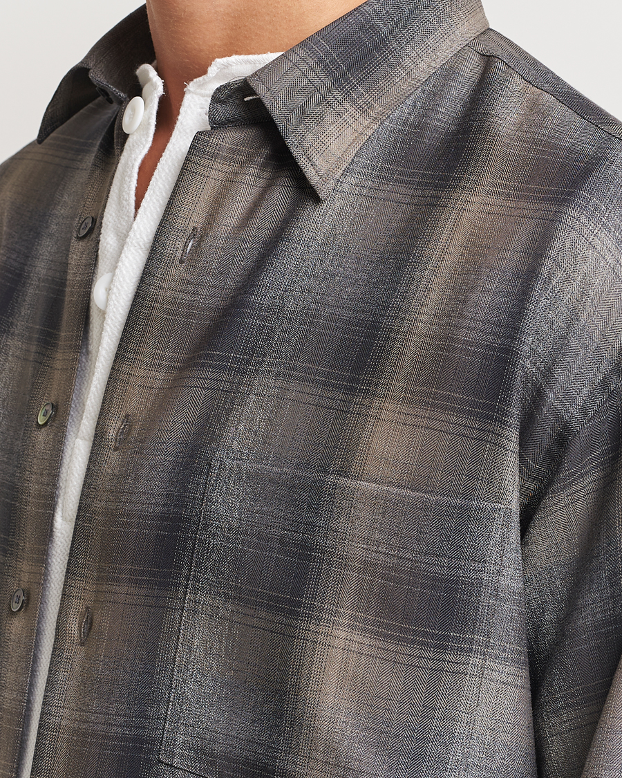 Herre | Skjorter | Auralee | Superlight Wool Shirt Charcoal Check