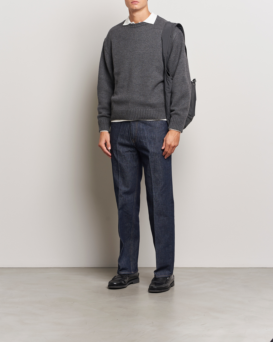 Herre | Gensere | Auralee | Soft Wool Cord Pullover Charcoal