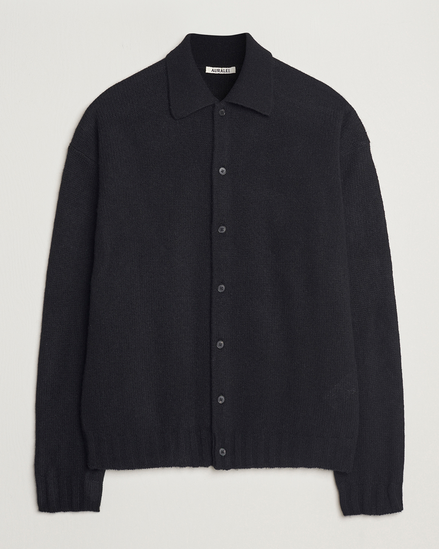 Auralee Shetland Wool/Cashmere Cardigan Black hos CareOfCarl.no